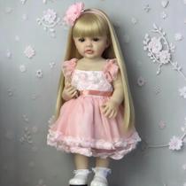 Boneca Bebê Reborn Pinky 55 cm, Vinil Macio, Menina Realista