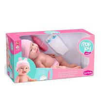 Boneca Bebê Reborn Pop Joy na Caixa com Mamadeira Fralda Toca e Calcinha Bambola
