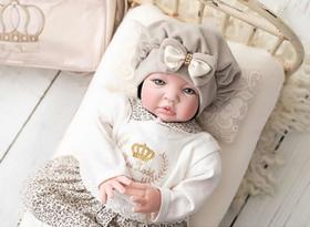 Boneca Bebê Reborn Princesa Larinha Loira Roupa Creme 53cm