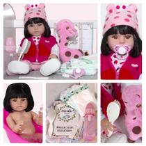 Boneca Bebê Reborn Princesa Pode Banho com 8 Acessórios