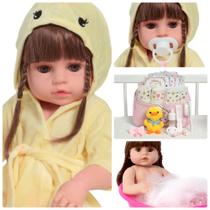 Boneca Bebê Reborn Princesa Recém Nascida Saída de Banho