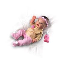 Boneca Bebê Reborn Princesa Rosa Morena com Mamadeira Rosa