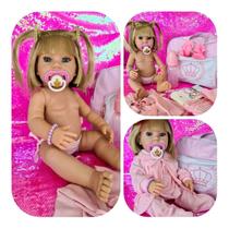 Boneca Bebê Reborn Realista 22 Itens Menina Loira Bolsa Maternidade Silicone 50 cm