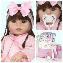 Boneca Bebê Reborn Realista 52cm Toda de Silicone + Enxoval Boneca Bebê Reborn Realista 52cm Toda de Silicone + Enxoval