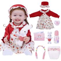Boneca Bebê Reborn Realista 55cm Original Kit Acessórios Conjunto Roupa Mamadeira Chupeta Pelúcia Fralda Certidão