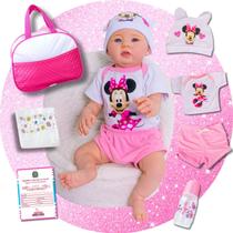 Boneca Bebê Reborn Realista Abigail Minnie RecémNascida Bolsa Maternidade Corpinho Em Silicone