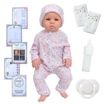 Boneca Bebê Reborn Realista Abigail Pijama Flamingo + Itens
