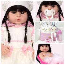 Boneca Bebê Reborn Realista Baby Alive Menina Cabelo Escuro