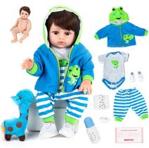 Boneca Bebê Reborn Realista Brastoy 100% Silicone Pode Dar Banho Conjunto de Roupa Chupeta Mamadeira e Pelúcia Boneca Bebê Reborn Realista Brastoy 100% Silicone Pode Dar Banho Conjunto de Roupa Chupeta Mamadeira e Pelúcia