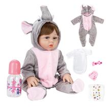 Boneca Bebê Reborn Realista Brastoy 100% Silicone Pode Dar Banho Conjunto de Roupa Chupeta Mamadeira e Pelúcia