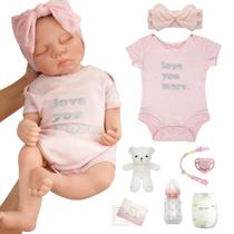 Boneca Bebê Reborn Realista Brastoy 100% Silicone Pode Dar Banho Conjunto de Roupa Chupeta Mamadeira e Pelúcia