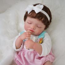 Boneca Bebê Reborn Realista Brastoy Original 48 cm Silicone Kit Conjunto de Roupa Mamadeira Chupeta Certidão Fralda e Pelúcia