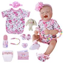 Boneca Bebê Reborn Realista Brastoy Original 48cm Silicone Kit Acessórios Conjunto de Roupa Chupeta Mamadeira e Pelúcia