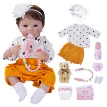 Boneca Bebê Reborn Realista Brastoy Original 48cm Silicone Kit Conjunto de Roupa Chupeta Mamadeira e Pelúcia Boneca Bebê Reborn Realista Brastoy Original 48cm Silicone Kit Conjunto de Roupa Chupeta Mamadeira e Pelúcia