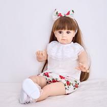 Boneca Bebê Reborn Realista Brastoy Original 65 cm Silicone Kit Conjunto de Roupa Mamadeira Chupeta Certidão Fralda e Pelúcia