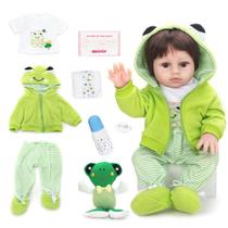 Boneca Bebê Reborn Realista Brastoy Silicone Conjunto de Roupa Chupeta Mamadeira e Pelúcia Original Completo
