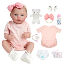 Boneca Bebê Reborn Realista Brastoy Silicone Kit Conjunto de Roupa Chupeta Mamadeira e Pelúcia Menina Boneca Bebê Reborn Realista Brastoy Silicone Kit Conjunto de Roupa Chupeta Mamadeira e Pelúcia Menina