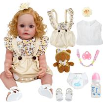 Boneca Bebê Reborn Realista Brastoy Silicone Pode Dar Banho Conjunto de Roupa Chupeta Mamadeira e Pelúcia