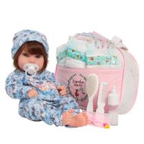 Boneca Bebê Reborn Realista De Silicone Fio a Fio Com Bolsa