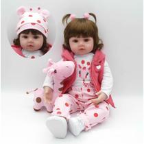 Boneca Bebê Reborn Realista de Silicone NPK 48cm e Girafinha - Cegonha Reborn Dolls