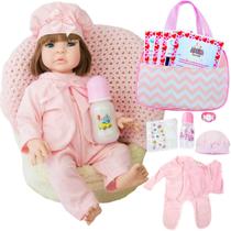 Boneca Bebê Reborn Realista Em Silicone Acompanha Bolsa e Pode Tomar Banho