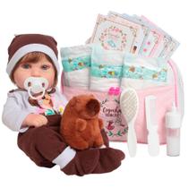 Boneca Bebê Reborn Realista Fio a Fio Enxoval Capivara