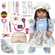 Boneca Bebe Reborn Realista Fofa Com Roupa ul E Itens Luxo