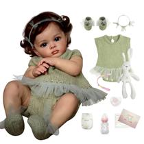 Boneca Bebê Reborn Realista Lançamento Brastoy 100% Silicone Kit Conjunto de Roupa Chupeta Mamadeira e Pelúcia