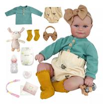 Boneca Bebê Reborn Realista Lançamento Brastoy 100 Silicone Kit Conjunto de Roupa Chupeta Mamadeira e Pelúcia Boneca Bebê Reborn Realista Lançamento Brastoy 100 Silicone Kit Conjunto de Roupa Chupeta Mamadeira e Pelúcia