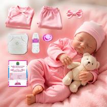 Boneca Bebê Reborn Realista Olhos Fechados Original Silicone Com Acessórios Boneca Bebê Reborn Realista Olhos Fechados Original Silicone Com Acessórios