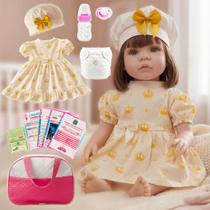 Boneca Bebê Reborn Realista Original Silicone Coroa Dourada Pode Dar Banho Boneca Bebê Reborn Realista Original Silicone Coroa Dourada Pode Dar Banho
