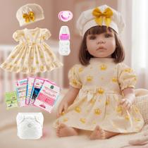 Boneca Bebê Reborn Realista Original Silicone Coroa Dourada Pode Dar Banho Boneca Bebê Reborn Realista Original Silicone Coroa Dourada Pode Dar Banho