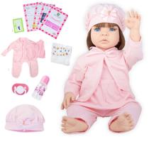Boneca Bebê Reborn Realista Original Silicone Pagão Rosa Pode Dar Banho