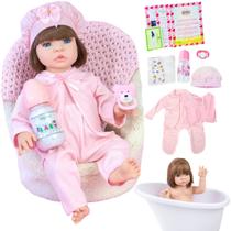 Boneca Bebê Reborn Realista Original Silicone Pagão Rosa Pode Dar Banho - VR TOYS