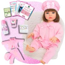 Boneca Bebê Reborn Realista Original Silicone Pagão Rosa Pode Dar Banho