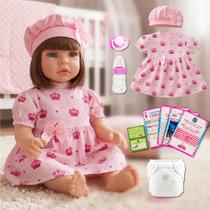 Boneca Bebê Reborn Realista Original Silicone Vestido Rosa Pode Dar Banho Boneca Bebê Reborn Realista Original Silicone Vestido Rosa Pode Dar Banho