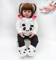 Boneca Bebê Reborn Realista Panda 47cm Sara