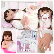 Boneca Bebê Reborn Realista Siliconada Bolsa 20 Acessórios Boneca Bebê Reborn Realista Siliconada Bolsa 20 Acessórios