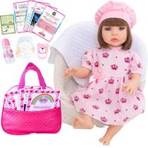 Boneca Bebê Reborn Realista Siliconada Kit Bolsa de Maternidade