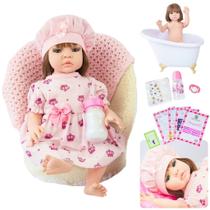 Boneca Bebê Reborn Realista Silicone Boneca Vestido e Bolsa de Maternidade