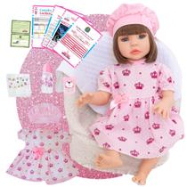 Boneca Bebê Reborn Realista Silicone Boneca Vestido e Bolsa de Maternidade