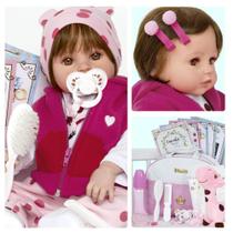 Boneca Bebê Reborn Realista Silicone Girafa + 27 Acessórios