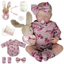 Boneca Bebê Reborn Realista Silicone Kit Conjunto de Roupa Chupeta Mamadeira e Pelúcia