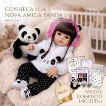 Boneca Bebê Reborn Realista Silicone Pandinha + Pelúcia Panda e Itens Coleção Boneca Bebê Reborn Realista Silicone Pandinha + Pelúcia Panda e Itens Coleção