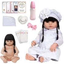 Boneca Bebe Reborn Recém Nascida Corpo de Vinil Kit 13 Itens