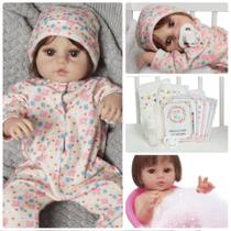 Boneca Bebê Reborn Recém Nascida Fio a Fio Com Acessórios