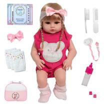 Boneca Bebê Reborn Recém Nascida Fofinha Com Bolsa + Itens Boneca Bebê Reborn Recém Nascida Fofinha Com Bolsa + Itens