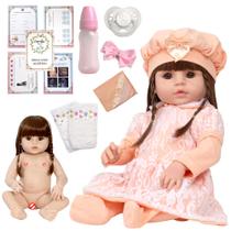 Boneca Bebe Reborn Recém Nascida Grande Linda Kit 13 Itens