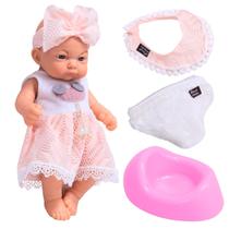 Boneca Bebê Reborn Rosa Articulada C/ Acessórios - Castela Boneca Bebê Reborn Rosa Articulada C/ Acessórios - Castela