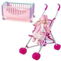 Boneca Bebê Reborn Rose Ring Classic + Carrinho e Bercinho Boneca Bebê Reborn Rose Ring Classic + Carrinho e Bercinho